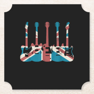 Porta-copo De Papel Vintage Guitar Excelente Grã-Bretanha Flag - Guit