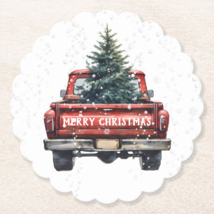 Porta-copo De Papel Vintage Red Truck Feliz Natal
