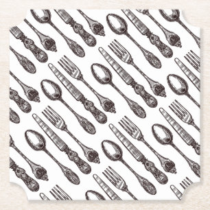 Porta-copo De Papel Vintage Silverware Ornamentado Artisan Classic Foo