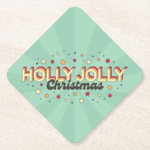 Porta-copo De Papel Vintage tipografia 3d, texto de Natal holly jolly