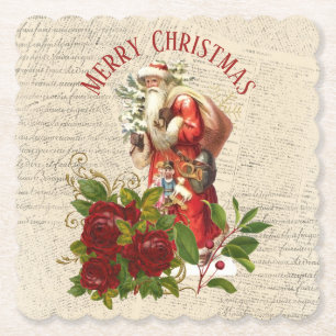 Porta-copo De Papel Vintage Victorian Santa Claus Antique Decoupage