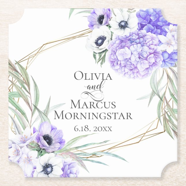 Porta-copo De Papel Violet Anemone Floral Buquê Luncheon (Frente)