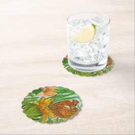 Porta-copo De Papel Watercolor Butterfly flower garden