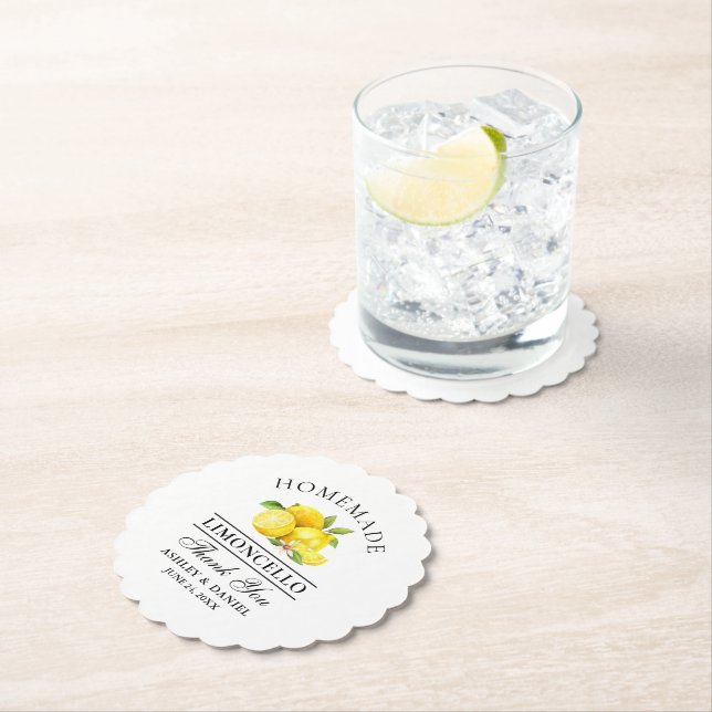 Porta-copo De Papel Watercolor Lemons Limoncello Wedding (Insitu)