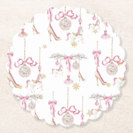 Porta-copo De Papel  Watercolor Merry Christmas Nutcracker ballet pink