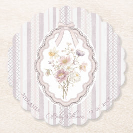 Porta-copo De Papel    Watercolor pastel wildflower bow lace baby show
