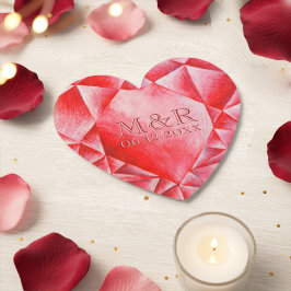 Porta-copo De Papel Watercolor Ruby Heart 40º Aniversário de Casamento