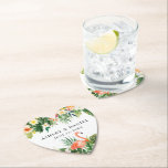 Porta-copo De Papel Watercolor Tropical Floral Wedding Flamingo Heart<br><div class="desc">Portas copos Corais Tropicais de Coral Tropical Greenery de Casamento com Flamingo.</div>