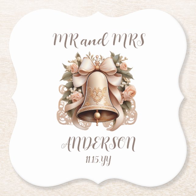 Porta-copo De Papel Wedding Bell Coaster (Frente)