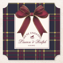Porta-copo De Papel We're engaged Engagement Party Red Bow Christmas