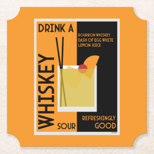Porta-copo De Papel Whiskey Sour Cocktail Napkin