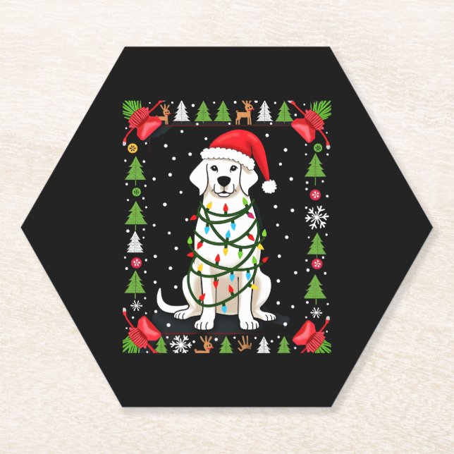 Porta-copo De Papel White Boxer Dog Ugly Christmas Sweater Funny Xmas  (Frente)