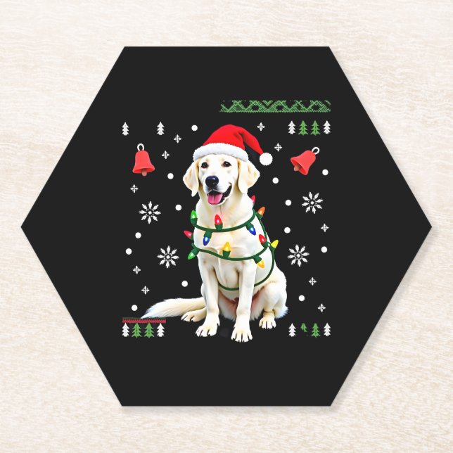 Porta-copo De Papel White Boxer Dog Ugly Christmas Sweater Funny Xmas  (Frente)