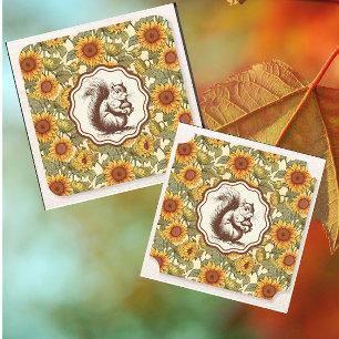 Porta-copo De Papel William Morris Autumn Sunflower Squirrel Retro