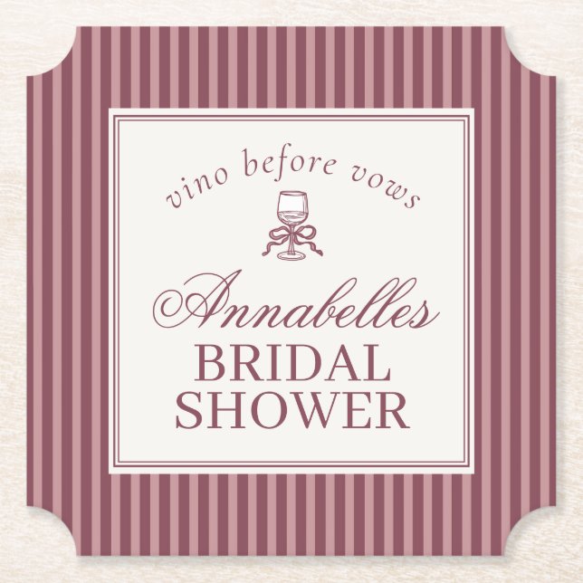 Porta-copo De Papel Wine Vineyard Club Old Money Striped Bridal Shower (Frente)