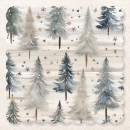 Porta-copo De Papel Winter Pines & Holiday Sentiments