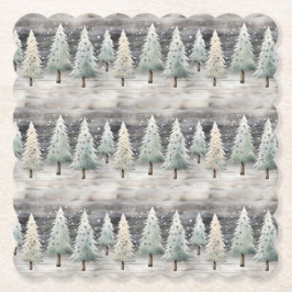 Porta-copo De Papel Winter Pines & Holiday Sentiments