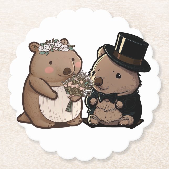Porta-copo De Papel Wombat Wedding (Frente)