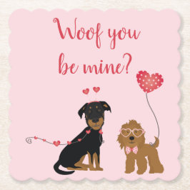 Porta-copo De Papel Woof You Be Mine Namorados Dogs