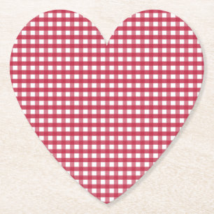 Porta-copo De Papel Xadrez de Gingham Vermelho e Branco