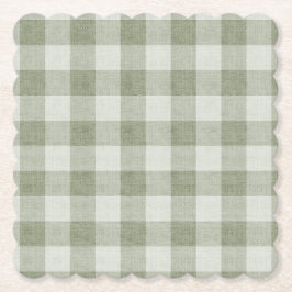 Porta-copo De Papel Xadrez de Linho Verde Salvia com Textura
