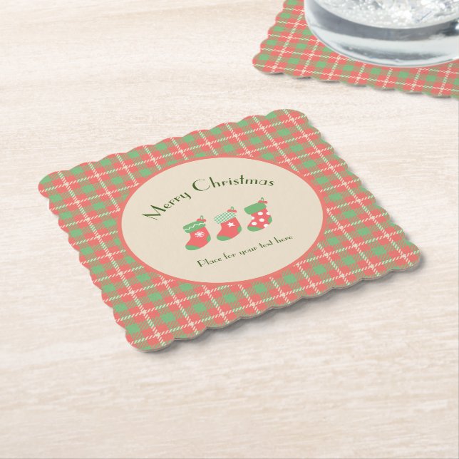 Porta-copo De Papel Xadrez de natal à base de vermelho (Angular)