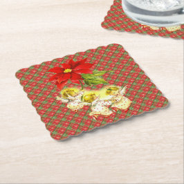 Porta-copo De Papel Xadrez de Natal com Anjos