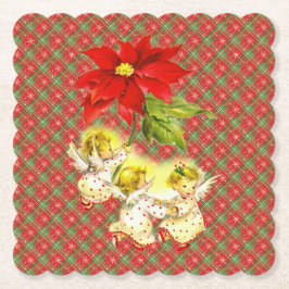 Porta-copo De Papel Xadrez de Natal com Anjos