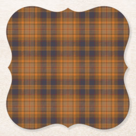 Porta-copo De Papel Xadrez de Tartan Azul-Laranja-Castanho