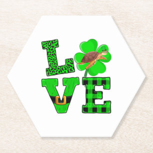 Porta-copo De Papel Xadrez Verde Shamrock Amor Tartaruga Marinha St Pa