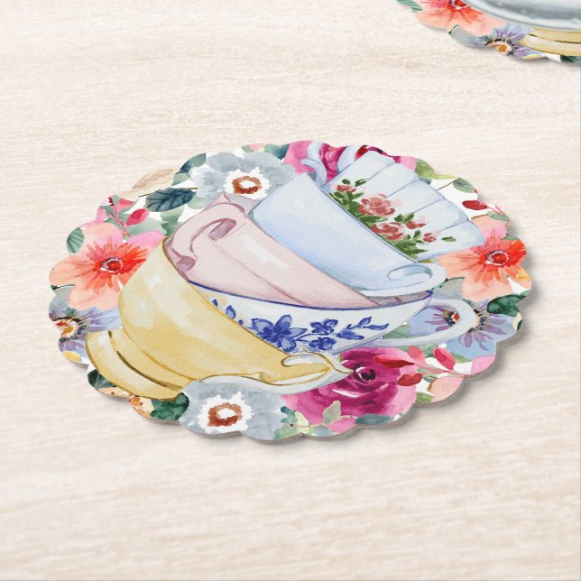 Porta-copo De Papel Xícaras de Chá Fofas Flores (Angular)