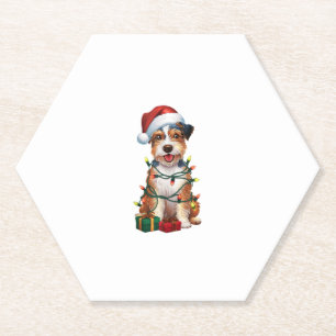 Porta-copo De Papel Xmas Lighting Santa Hat australiano Terrier Dog Ch