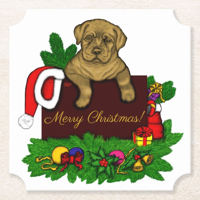 Porta-copo De Papel XMas puppy (Frente)