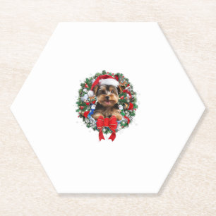 Porta-copo De Papel Yorkshire Terrier Christmas Wreath Decoration Xmas