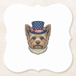 Porta-copo De Papel Yorkshire Terrier Patriótico Vintage