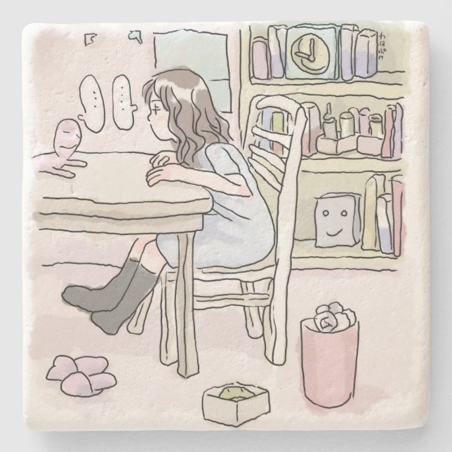 PORTA-COPO DE PEDRA さいくさじ　机に向かう (Frente)