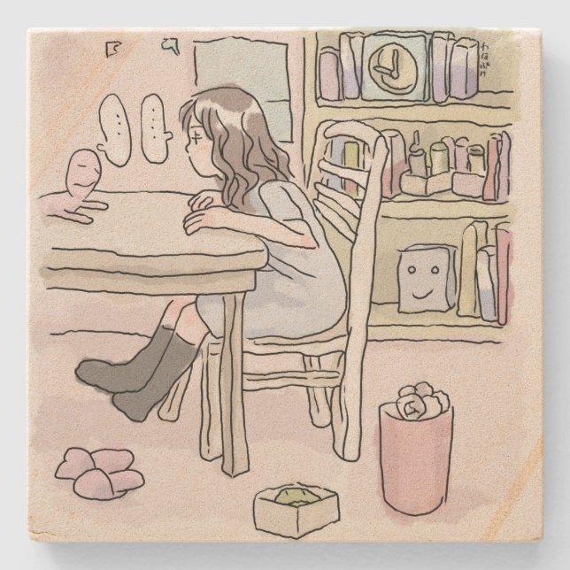 PORTA-COPO DE PEDRA さいくさじ　机に向かう (Frente)