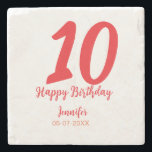 Porta-copo De Pedra 10.º aniversário adicionar nome data ano vermelho<br><div class="desc">design editável</div>