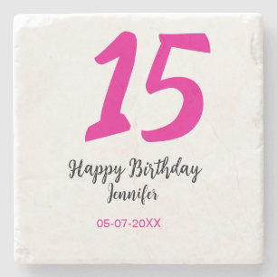 Porta-copo De Pedra 15 aniversário quiencenera adicionar data ano mode