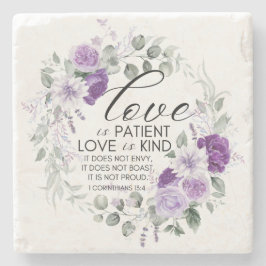 Porta-copo De Pedra 1 Coríntios 13:4 Amor é Paciente Flor Violeta