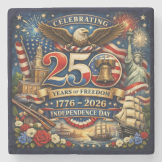 Porta-copo De Pedra 250 Anos de Liberdade (1776–2026)