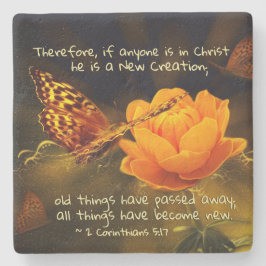 Porta-copo De Pedra 2 Corinthians 5:17 Se alguém está em Cristo, Bíbli