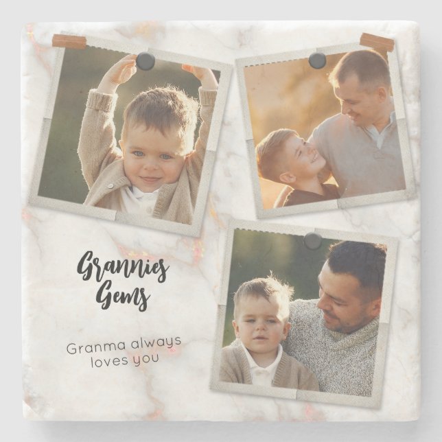 Porta-copo De Pedra 3 Foto: Moderno Elegante Amar Família Collage (Frente)