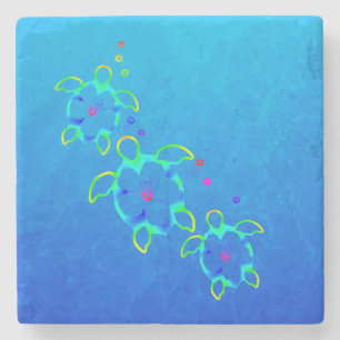 Porta-copo De Pedra 3 tartarugas tingidas laço de Honu