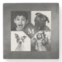 4 Fotos de Família Monograma em Quadro Negro Giz B