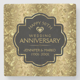 Porta-copo De Pedra 50º aniversário de casamento e Dourados Damascos F