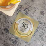 Porta-copo De Pedra 50.o aniversário do casamento - preto e ouro<br><div class="desc">50º aniversário de casamento design de aniversário personalizável,  preto e ouro elegante e branco moderno e moderno. Personalize facilmente seus nomes e anos de seu aniversário.</div>