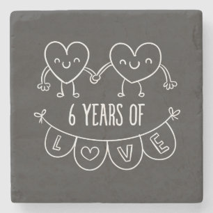 Porta-copo De Pedra 6 Anniversário Gift Chalk Hearts