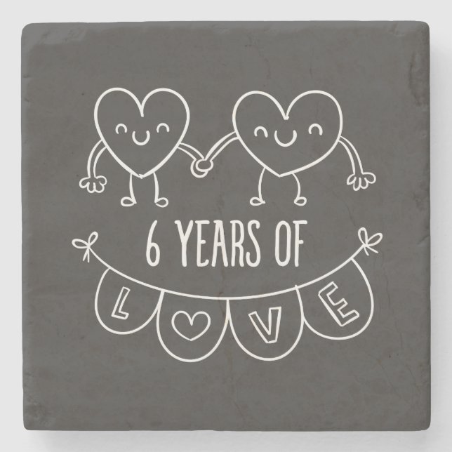 Porta-copo De Pedra 6 Anniversário Gift Chalk Hearts (Frente)