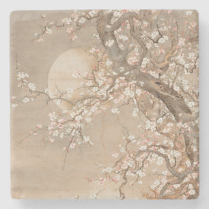 Porta-copo De Pedra A ameixa japonesa floresce à lua por Sō Shizan